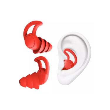Imagem de Abafador de Ruídos até 33db Redutor de Som Protetor Auditivo Auricular Tampão Sonoro Confortável Reutilizável Ideal para Dormir Estudar Natação (Vermelho, Tamanho único)