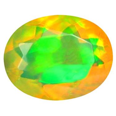 Imagem de 1,17 ct AAA+ Qualidade da pedra preciosa de qualidade oval (9 x 7 mm) opala arco-íris não aquecida genuína e extraída da pedra preciosa solta da Terra