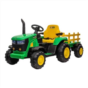 Imagem de Carro Eletrico Infantil 12v Trator Caçamba Cabo P2 Auxiliar