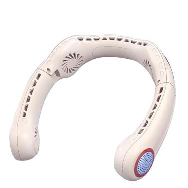 Imagem de Waillynice Ventilador de pescoço de 5000 mAh, recarregável, silencioso, silencioso, sem lâmina, refrigerador de ar portátil para esportes ao ar livre, acampamento (rosa)