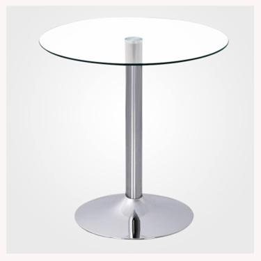 Imagem de Mesa de jantar de vidro moderna - tampo redondo transparente de 80 cm, base cromada - ideal para cozinha, jantar ou bistrô - assentos 2 a 4, transparente, 70 cm