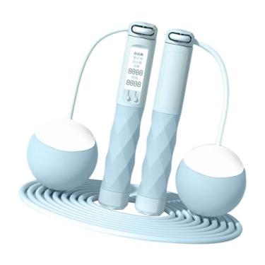 Imagem de Deevoka Corda de pular sem fio, corda de pular, com contador digital, corda de pular para treino interno, treinamento, crianças, Azul