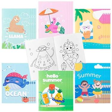 Imagem de WATINC 24 peças de livros de colorir de verão para crianças, livro de arte "faça você mesmo" com melancia de flamingo, livreto colorido para presente de aniversário, lembrancinhas de festa de carnaval de verão, suprimentos de atividades de classe