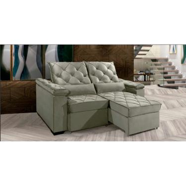 Imagem de Sofá Retrátil e Reclinável BERLIM 2.50m Velusoft D33 "Prata" - ESTILO ESTOFADOS