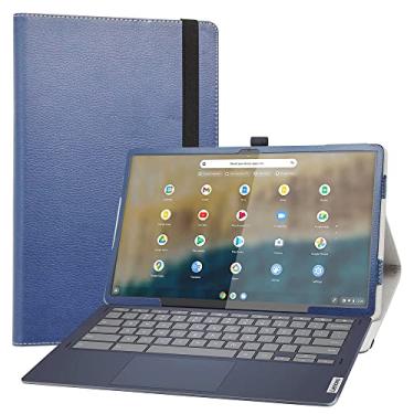 Imagem de LiuShan Compatível com Lenovo Ideapad Duet 5 Chromebook, capa fina dobrável de couro PU para tablet Lenovo Ideapad Duet 5 Chromebook de 13,3 polegadas (não serve para outro laptop), azul