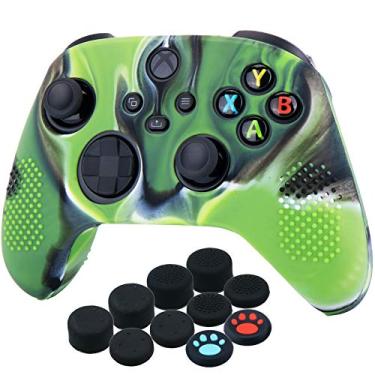 Imagem de YoRHa Capa de silicone para controle Xbox Series X/S x 1 (verde camuflagem) com alças de polegar x 10