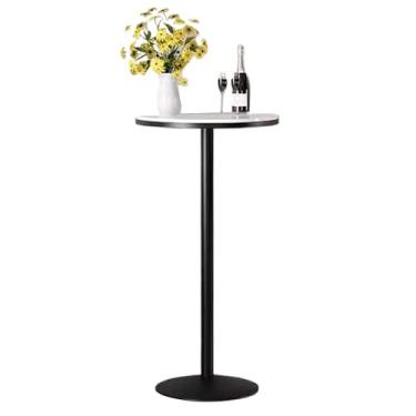 Imagem de Mesa de bar alta, mesa de bistrô, mesa de bar, mesa de bistrô com tampo de mármore, mesa de pub redonda com moldura de metal preto, mesa lateral de cozinha, mesa de jantar, mesa de centro, mesa de