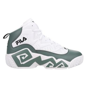 Imagem de Fila Tênis de basquete masculino MB, suporte de cano alto, sola grossa (branco/floresta escura/preto, 42), Branco/floresta escura/preto, 42