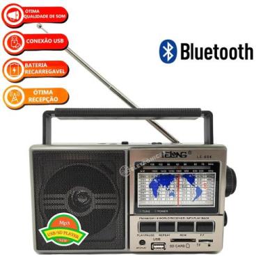 Imagem de Rádio Retrô 11 Faixas Usb Sd Am Fm Bluetooth Para Presentar LE604 - Le