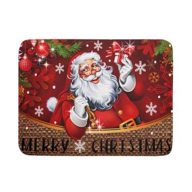 Imagem de Giwawa Tapete de secagem de pratos Merry Christmas, 45,7 x 61 cm, bolas de Papai Noel, flocos de neve de inverno, tapete de escorredor de pratos, absorvente de microfibra de secagem rápida, grande