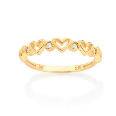 Imagem de Anel banhado ouro 3x 24k 18k e 22k feminino rommanel fino skinny coraç