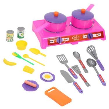 Imagem de Kit Utensílios Cozinha Infantil 24 Itens Educativo Completo - Pica Pau