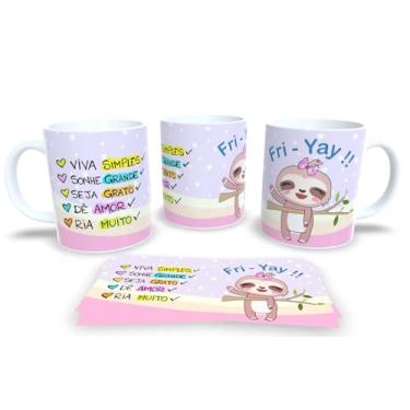 Imagem de Canecas de Porcelana Branca Personalizadas Preguiçinha Motivada (viva simples)