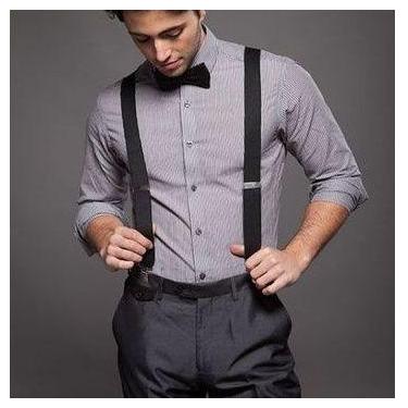Imagem de Suspensório Suspender Preto de Elástico Grosso Unissex - Rei Look