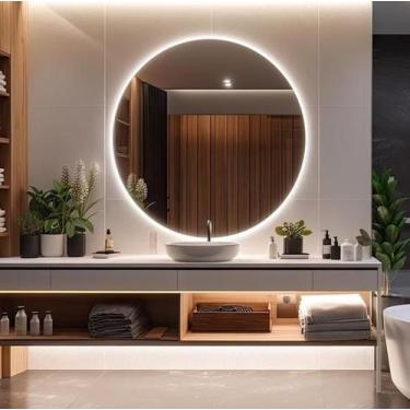 Imagem de Espelho Orgânico Decorativo Lapidado com LED 80x80 cm E08 para Sala, Q