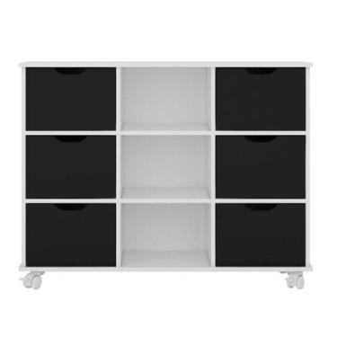 Imagem de Nicho Organizador com Rodízios Toys 6 Gavetas Q01 Branco/Preto - Mpoze