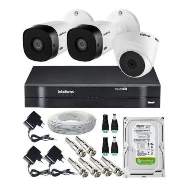Imagem de Kit Cftv 3 Câmeras Segurança 1mp Intelbras Dvr Mhdx Full hd Completo