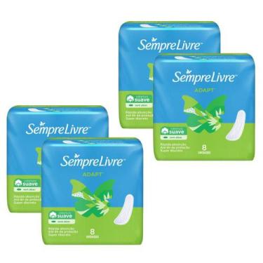 Imagem de Kit 4 Absorventes Externo Sempre Livre Adapt Cobertura Suave sem Abas 
