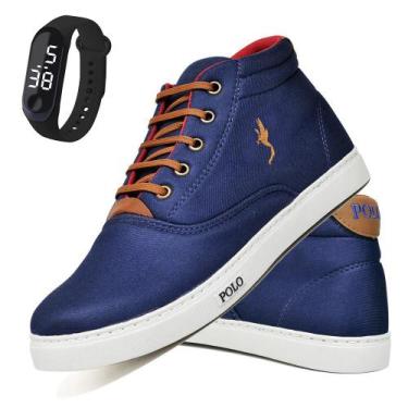 Imagem de Kit Tênis Casual Masculino + Relógio Digital Polo Blu Dia a Dia, 46, A