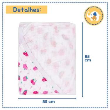 Imagem de Toalha de Banho Soft Bebe Menina 85cmx85cm Rosa Macia 100%algodão - Mi