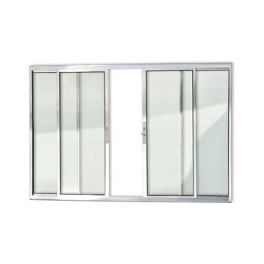 Imagem de Janela de Aluminio de Correr 120x150cm 4 Folhas com Vidro Liso Confort