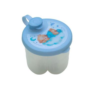 Imagem de Dosador Porta Leite em Pó com Divisória Plasútil, Ursinho Azul