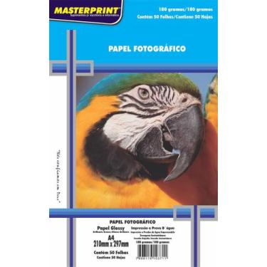 Imagem de Glossy Paper A4 180g Masterprint Kit Com 50, Branco