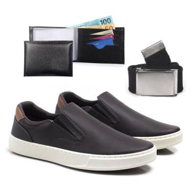 Imagem de Sapatenis Casual Slip On Masculinos Com Carteira Cinto Tenis Moderno C