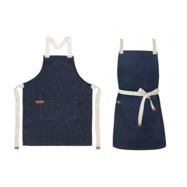 Imagem de Avental Jeans Alça Algodao Cru Cozinha Bar Jardinagem 10un - CASACHA