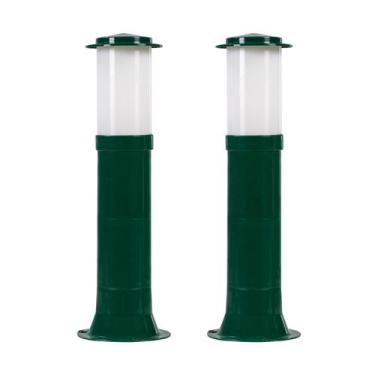 Imagem de Poste Balizador Luminária Casa Sítio Jardim 35cm Verde Kit 2 - Plaslum