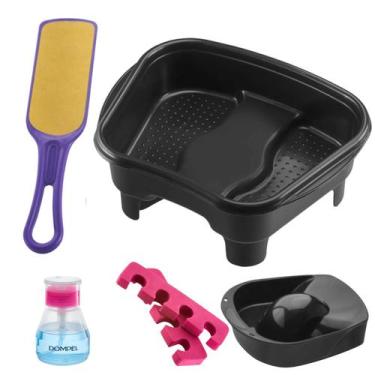 Imagem de Kit Manicure Pedicure Porta Acetona Tigela Mão Bacia Separador de Dedo
