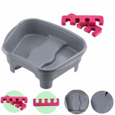 Imagem de Kit Bacia para Pés Pedestal + Separador de Dedos EVA Pedicure Salão de
