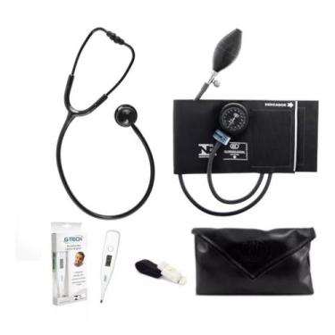 Imagem de Kit Enfermagem Esfigmomanometro + Esteto Duplo BIC + Garrote + Termome