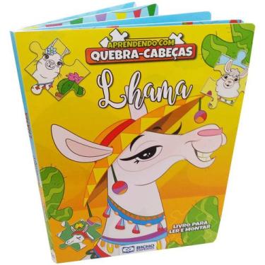 Imagem de Livro Aprendendo Com Quebra-Cabeça Lhama Para Ler E Montar - Bicho Esp