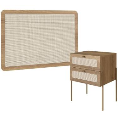 Imagem de Cabeceira Solteiro 90cm E 1 Mesa Lateral 2 Gavetas Industrial Indy A03 Hanover