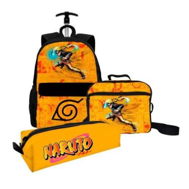 Imagem de Kit Mochila Bolsa Escolar Infantil Com Rodinha Carrinho + Lancheira Té