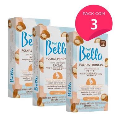 Imagem de Kit 48 Folhas Prontas Depilação Facial com Óleo de Argan Depil Bella 3