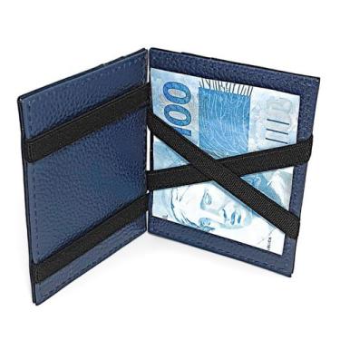 Imagem de Carteira Mágica Pequena Masculina De Couro Le Voyage, Azul