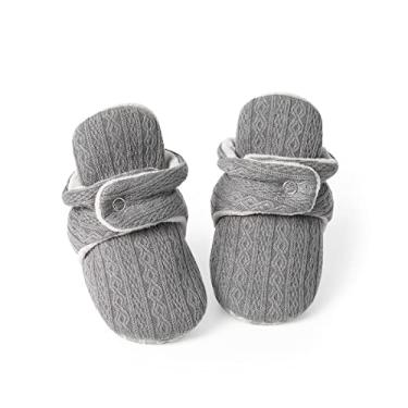 Imagem de Babelvit Botas de lã macia para bebês recém-nascidos, meninos, meninas, sapatos antiderrapantes para crianças pequenas, sapatos de inverno para berço, 001 Cinza, 6-12 Meses