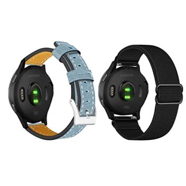 Imagem de WIGERLON Compatível com Galaxy Watch 4 Classic de 42 mm e 46 mm, Galaxy Watch 4 de 40 mm e 44 mm de couro genuíno e loop solo elástico, de nylon compatível com Galaxy Watch 3 de 41 mm, Samsung Active