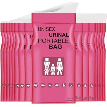Imagem de Landhood Sacos de urina descartáveis com almofada absorvente em sacos portáteis para urinol para urinol resseláveis, unissex para engarrafamentos, viagens em movimento, pacote com 12