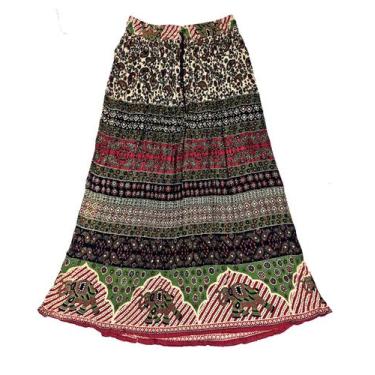 Imagem de Saia Indiana Maia Cigana Rodada Longa Vários Modelos - Bali, Verde esc