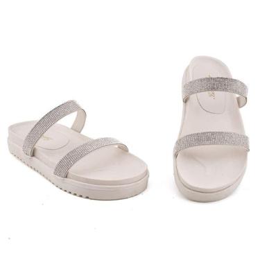 Imagem de Papete Feminina Branca Sandália Delicada Chinelo Sola Plataforma - Riz