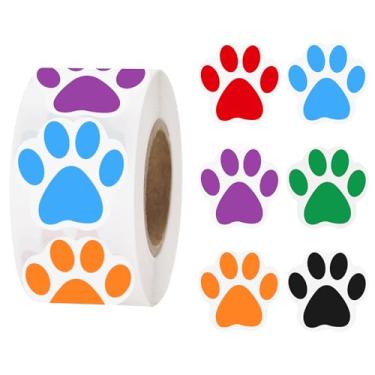 Imagem de Anwyll Adesivos de pata - Adesivos de impressão de pata 500 peças de 2,5 cm filhote de cachorro urso adesivo autoadesivo colorido de patrulha canina rolo de adesivo para festa de aniversário envelope