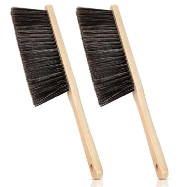 Imagem de Escova De Pó De Madeira Escova De Banco De Vassoura De Mão Com Cabo De Madeira Longo Escova De Limpeza De Cerdas Macias Escova De Móveis De Exterior Para Limpeza (Pacote de 2)