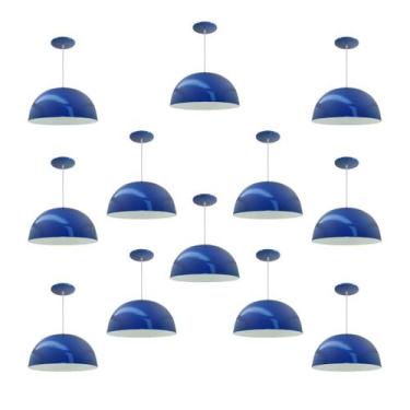 Imagem de Kit 12 Luminária Pendente Meia Lua 24cm Com Interior Branco Brilho Fia