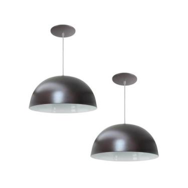 Imagem de Kit 2 Luminária Pendente Meia Lua 24cm Com Interior Branco Brilho Fiaç