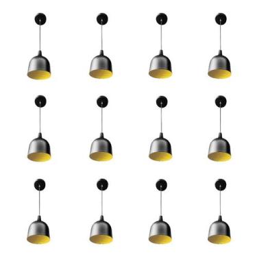 Imagem de Kit 12 Luminária Pendente Gota Com Interior Amarelo Com Fiação 110/220