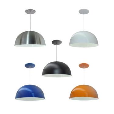 Imagem de Kit 5 Luminária Pendente Meia Lua 24cm Com Interior Branco Brilho Fiaç