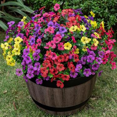 Imagem de Lnoicy 20 pacotes de flores artificiais falsas de eucalipto para uso ao ar livre, plantas falsas resistentes a UV para varanda/jardim/decoração de casa (5 cores)